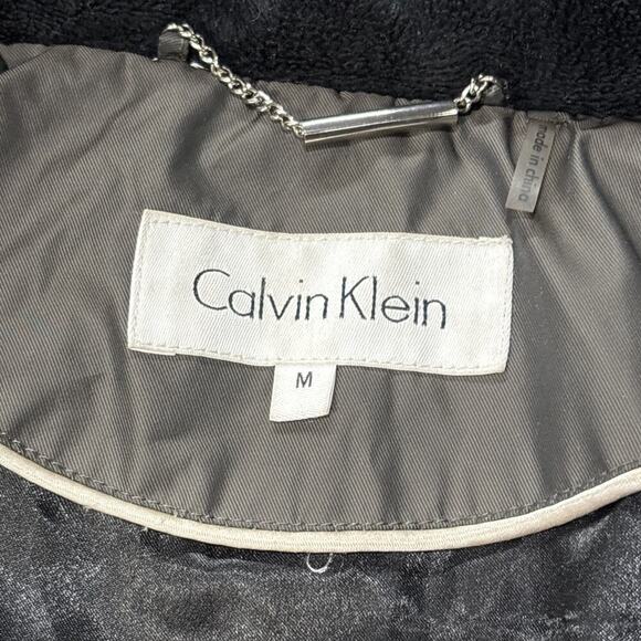 CALVIN KLEIN Women Puffer Parka M Brown Duck Down Removable Hood Winter Coat - Picture 8 of 13